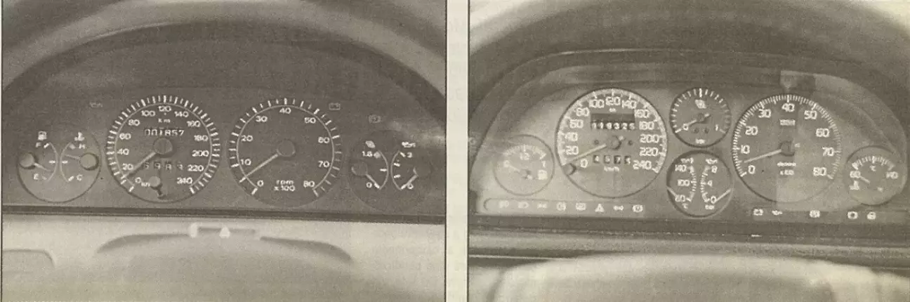 Приборная панель Punto GT (слева) несколько беднее, чем у Uno Turbo.