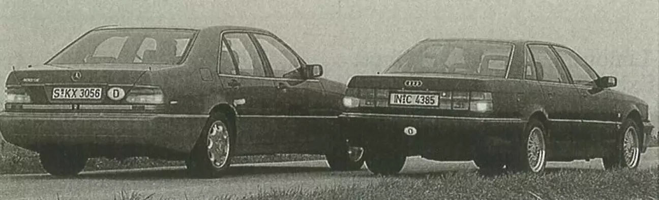 Юркая Audi V8 — автомобиль для водителя, комфортабельный Mercedes 400 SE — для пассажира.