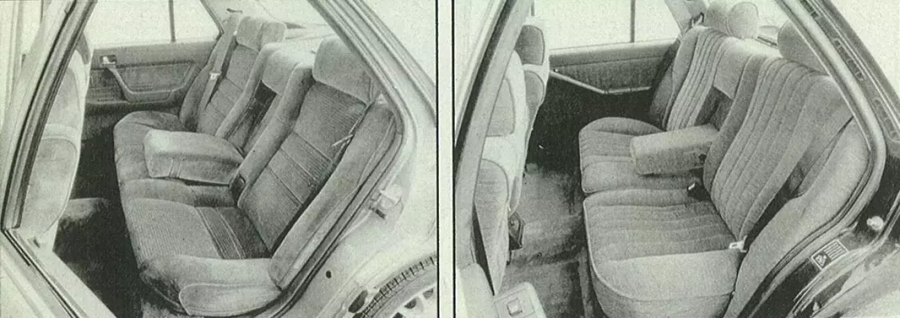 На задних сиденьях Lancia Thema (справа) предлагает лучшее ощущение простора.