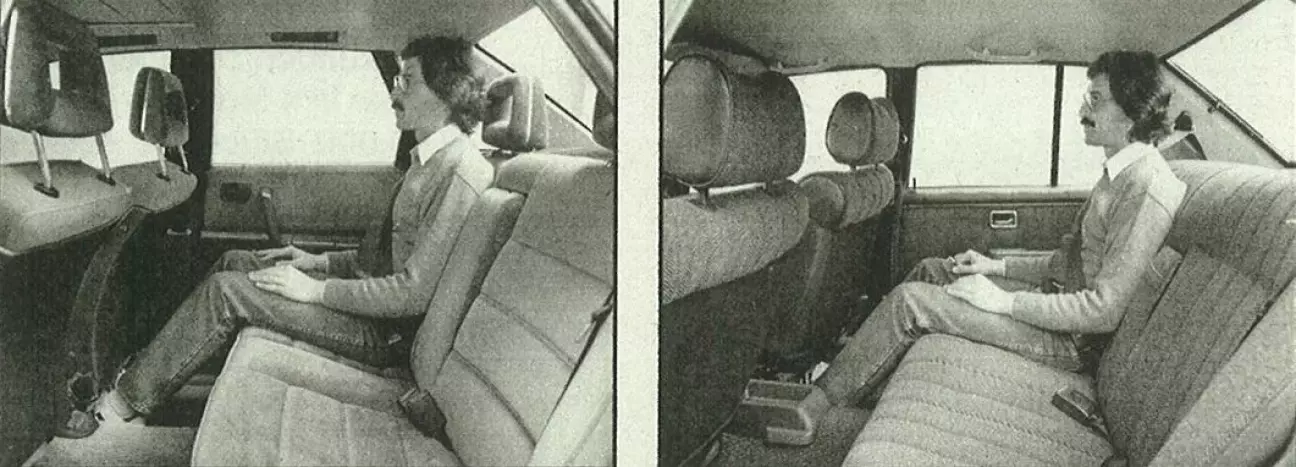 Audi 100 (слева) предлагает на задних сиденьях ощутимо больше места, чем Rekord.