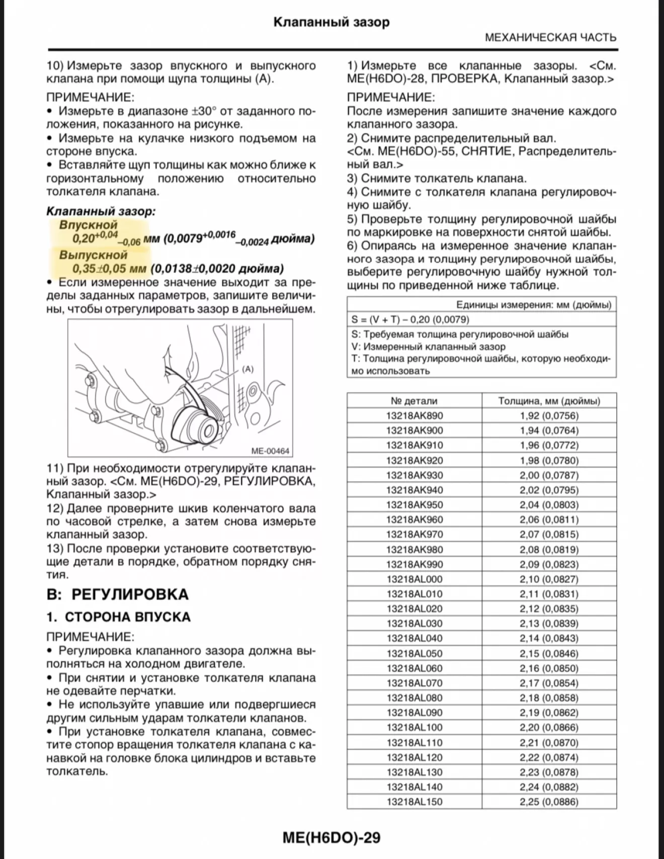 Регулировка клапанов ej20x