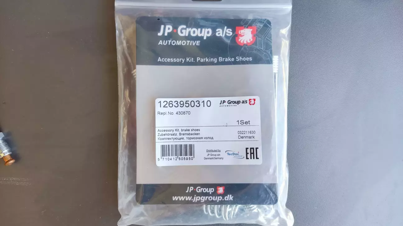 JP GROUP 1263950310 Комплект кріплення задніх гальмівних колодок