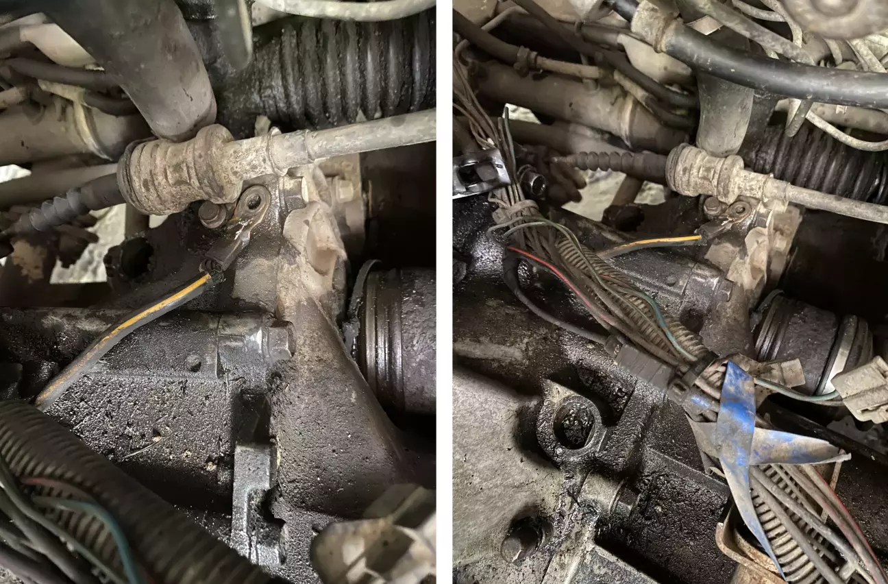 Відкручуємо масу з коси проводки що йде на кпп