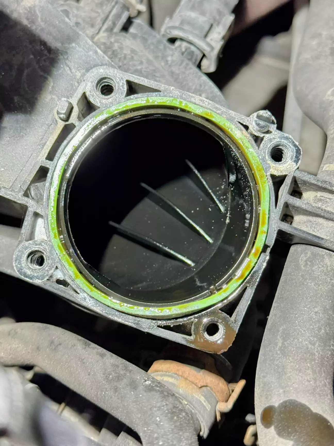 Вот за заслонкой впуск, там я также как долез - протер все.