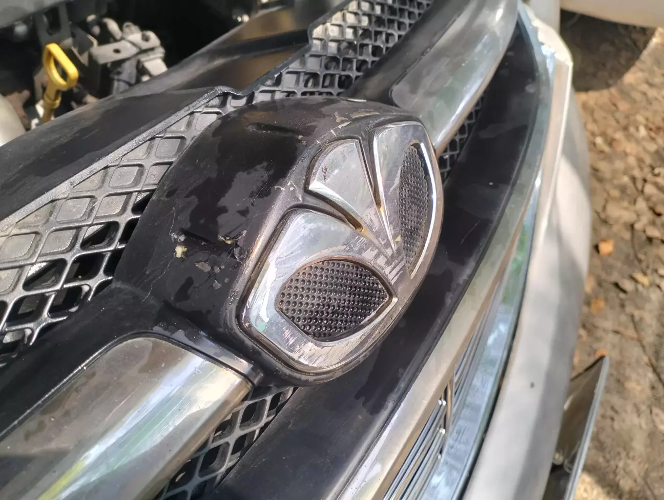 Стара решітка радіатора з гіпертрофованим лого