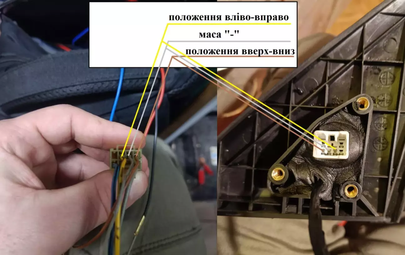 Схема підключення роз'єму дзеркала