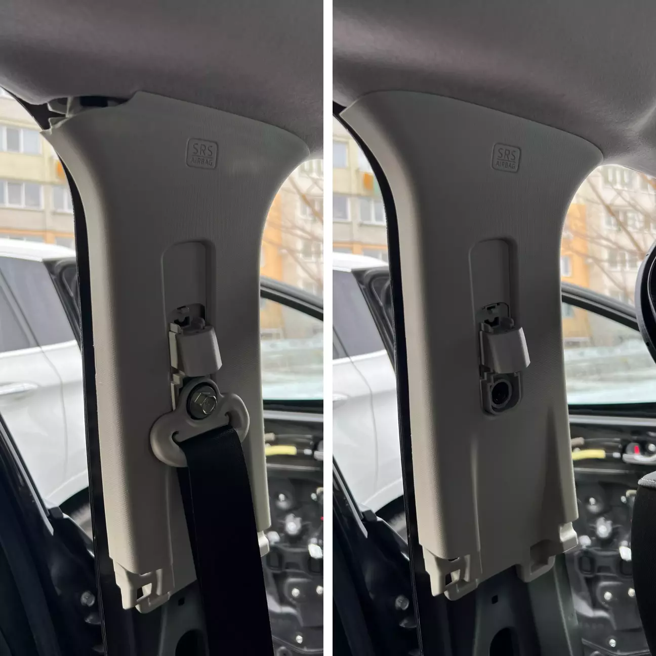 Замінив верхню накладку стійки, пошкоджену від подушки безпеки.